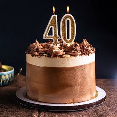 Generated image Beautiful cake celebrating a birthday or milestone of 40
