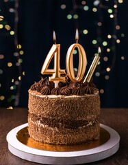 Generated image Beautiful cake celebrating a birthday or milestone of 40