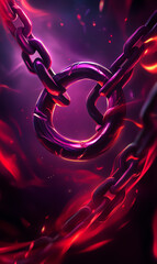 A captivating image of a glowing chain link, surrounded by vibrant colors and dynamic textures, symbolizing strength and connection.