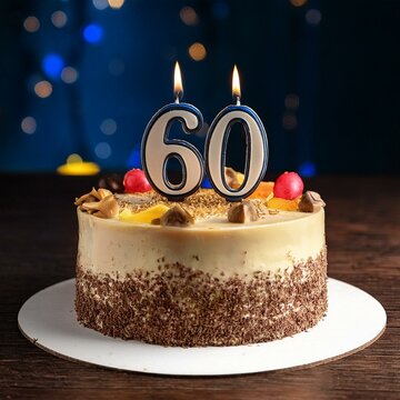 Generated image Beautiful cake celebrating a birthday or milestone of 60