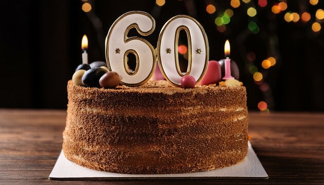 Generated image Beautiful cake celebrating a birthday or milestone of 60