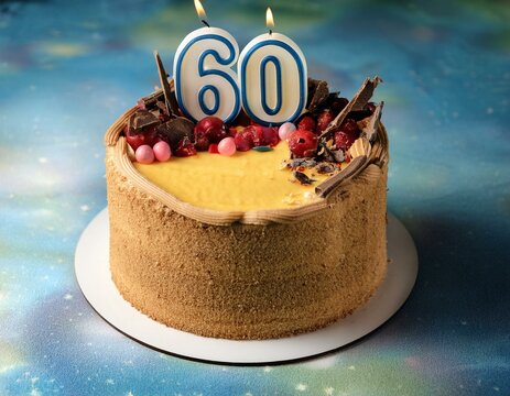 Generated image Beautiful cake celebrating a birthday or milestone of 60