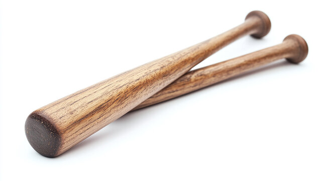 Set of two baseball bats isolated on white background. professional wooden sport or game equipment for batter athlete, strike, hit, hard. - Powered by Adobe