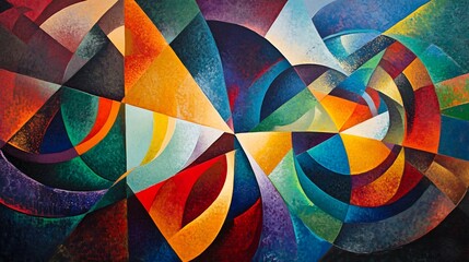 Fototapeta premium Dynamic portrayal of Cartesian dualism featuring opposing abstract shapes merging into light symbolizing mindbody unity philosophical insight