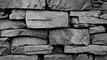 A Textured Stone Wall in Gray Tones displays the Roughness and Beauty of Rock