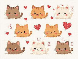 Fototapeta premium Counting Game With Cute Kawaii Cat Illustrations And Heart Squiggles Helps Kids Learn To Count During The Love Holiday Season. 00002