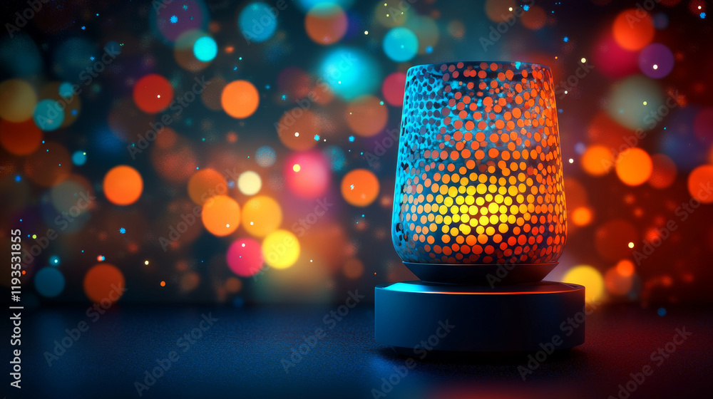 Poster lamp of the particles. table lamp consists of circles and points. vector illustration.