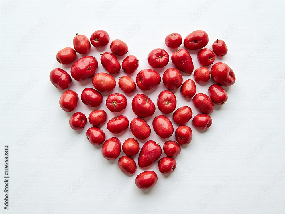 Poster my heart beats for you against a simple yet elegant white canvas dotted with tiny red potato shapes.