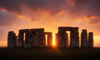 Majestic Stonehenge at sunset