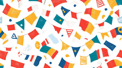 Fototapeta premium Vector seamless background of colorful flags. The pattern of the flags on a white background.