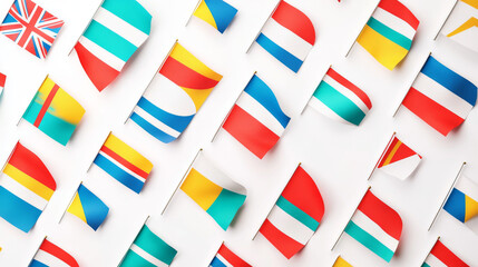 Vector seamless background of colorful flags. The pattern of the flags on a white background.