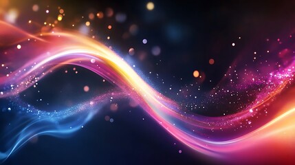 Abstract Colorful Waves With Glowing Particles Background