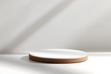 Modern Wooden Display Podium Against a Light Gray Background