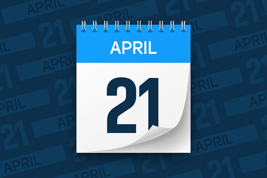 Calendar page with date April 21 vector illustration background
