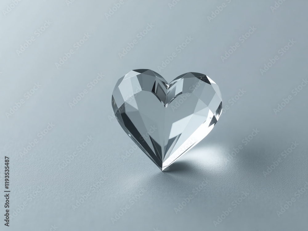 Poster Simple Minimalist Design Featuring A Crystal Clear Heart On A Muted Gray Background Evoking Thoughts Of Love And Affection. 00002