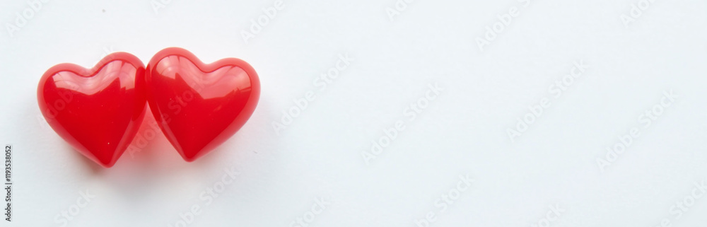 Poster Two Red Heart Shapes Are Placed Against A Clean White Background Creating A Simple Yet Elegant Design. 00001
