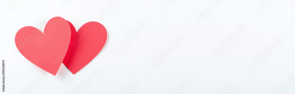 Poster Two Red Heart Shapes Are Placed Against A Clean White Background Creating A Simple Yet Elegant Design. 00002