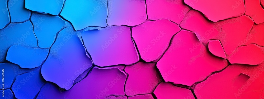 Poster colorful abstract texture of cracked paint with a gradient transition from blue to pink hues highlig