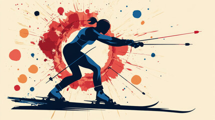 The biathlon is made up of particles. The biathlon consists of circles and points. Vector illustration