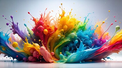 Long Exposure Blot Watercolor Paint Splash Isolated on White Background