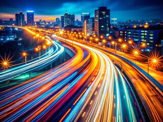 Fototapeta premium Long Exposure City Lights Blurred Motion Abstract Night Photography