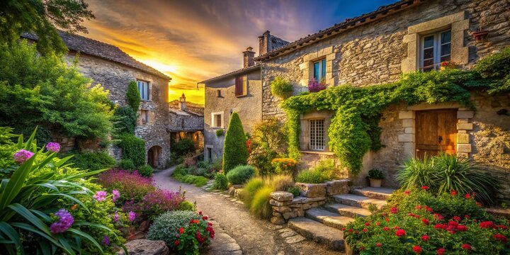 Long Exposure: Charming Old Houses & Garden, Lauris Village, Provence, France