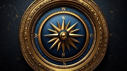 Fototapeta premium Ornate Golden Compass: A Symbol of Guidance and Exploration