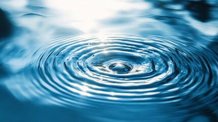 Ripples Expanding On Calm Blue Water Surface