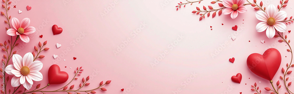 Poster A Heartwarming Design For A Romantic Valentines Card Features A Soft Pink Background With Intricate Floral Patterns And Delicate Golden Accents. 00001