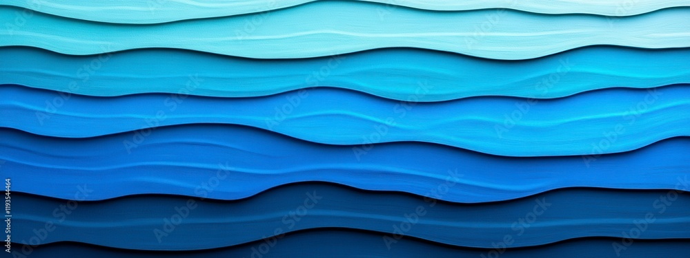 Poster layers of tranquil blue waves creating a soothing and artistic abstract background with varying shad