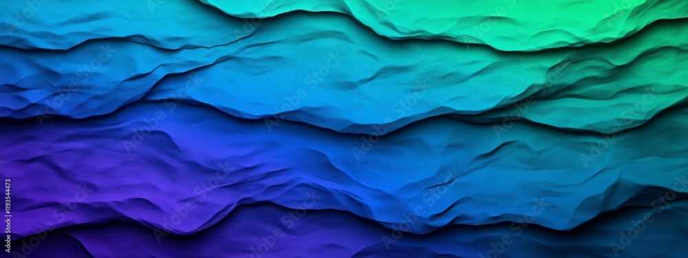 Poster abstract gradient landscape with textured layers in varying shades of blue and green, creating a ser