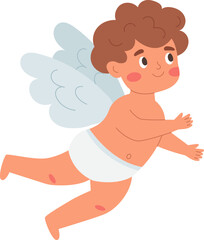 Cute Cupid with wings flying. Valentine's Day. Vector illustration.