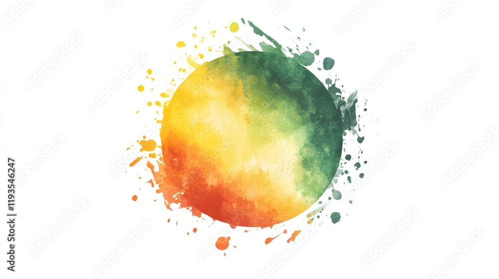 Poster abstract watercolor circle with splashes of color