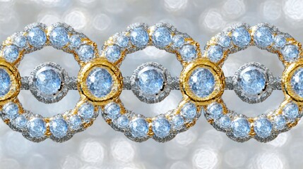 Elegant blue and gold diamond necklace design.