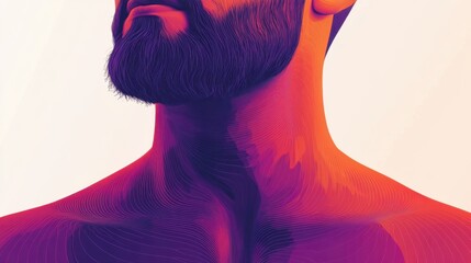 Vibrant Abstract Portrait of a Man with Stylized Features and Rich Color Gradients Representing Emotions and Identity in Modern Art