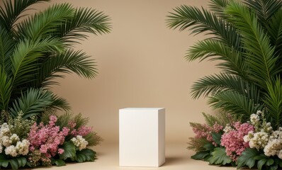 Elegant display with lush greenery and flowers