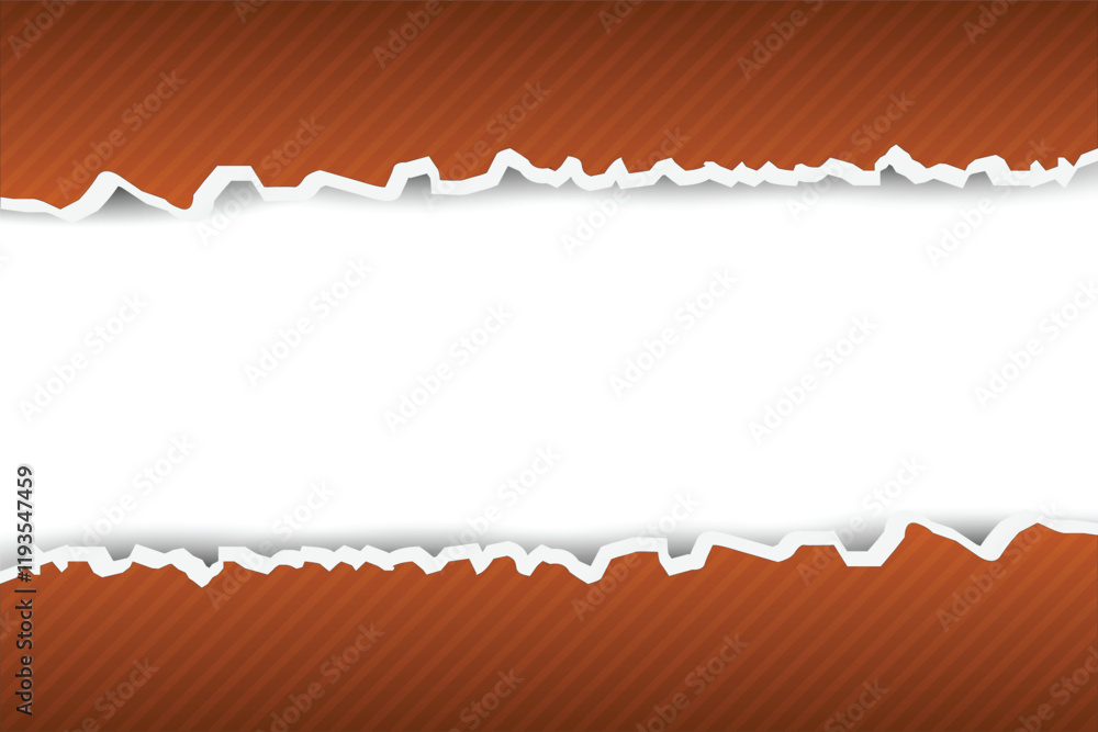 Aufkleber abstract torn paper frame with transparent center and bold orange striped background in vector illus