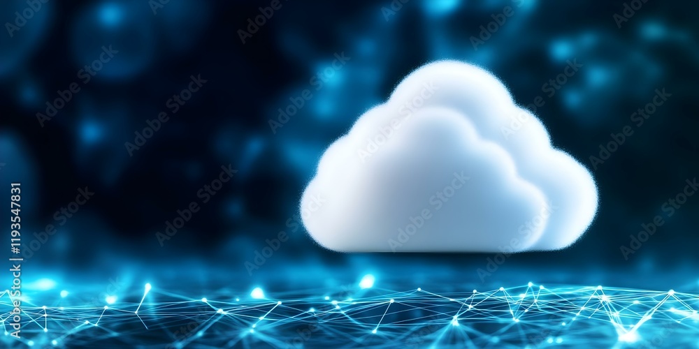 Aufkleber a stylized cloud representing cloud computing, set against a blue digital network background. concep