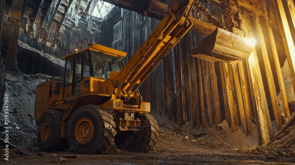 Poster telehandler of the particles. telescopic loader consists of circles and points