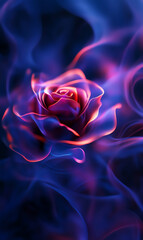 A vibrant rose surrounded by swirling colors, embodying elegance and beauty in an enchanting floral design.