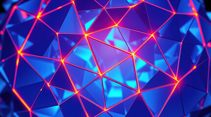 An abstract digital artwork, a complex network of interconnected dark and bright triangular shapes forming a complex three-dimensional structure.