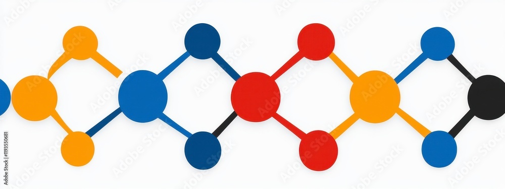 Poster colorful abstract illustration of interconnected circular shapes representing teamwork and collabora