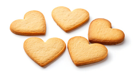 Set of heart shaped cookies isolated on transparent background