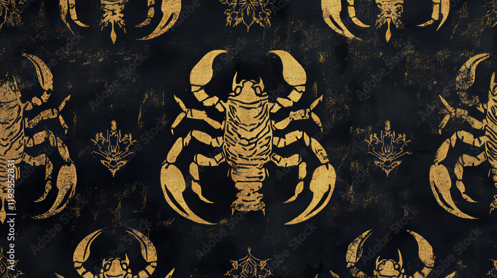 Poster vector seamless pattern of scorpion