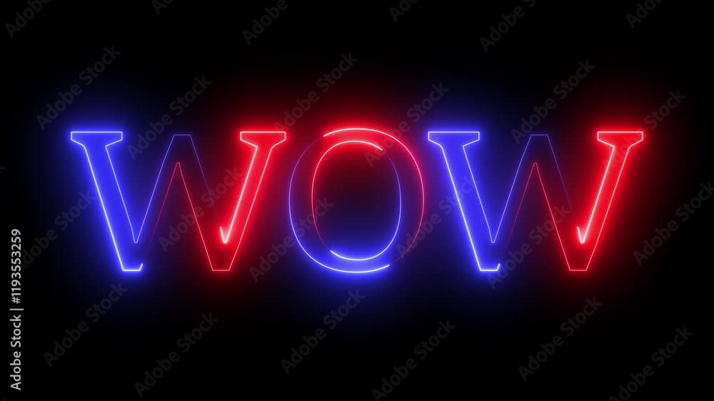 Poster isolated colorful neon symbol shape sign text wow. bright multicolor glow numerals new year flicker 