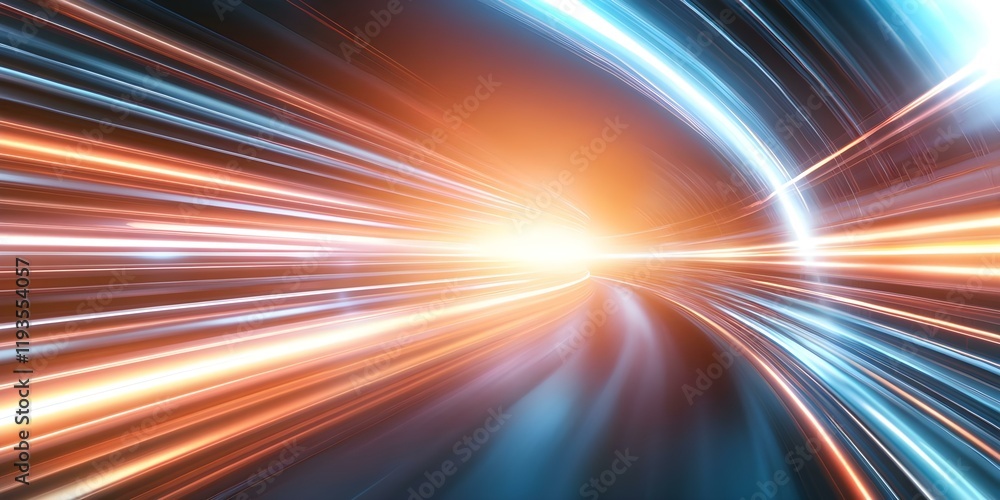 Poster a dynamic burst of light and color, resembling speed or movement through space, with vibrant streaks