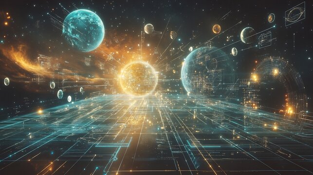 Creative visualization of philosophical frameworks cosmic diagrams representing balance and harmony