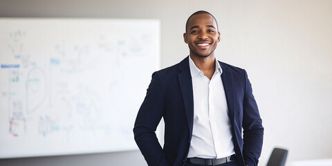 Confident Businessman in a Modern Office with a Bright and Professional Atmosphere