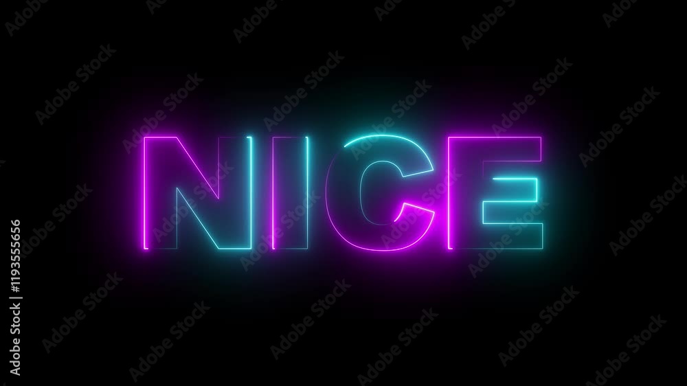 Poster neon text nice animation with pink and cyan color. nice neon sign animation. glowing neon lines nice
