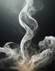 White smoke creating abstract shapes rising on dark background.